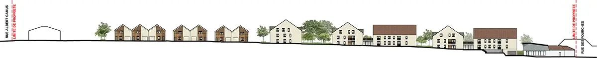 Coupe du projet de Maison pour tous rue des fourches à Dole